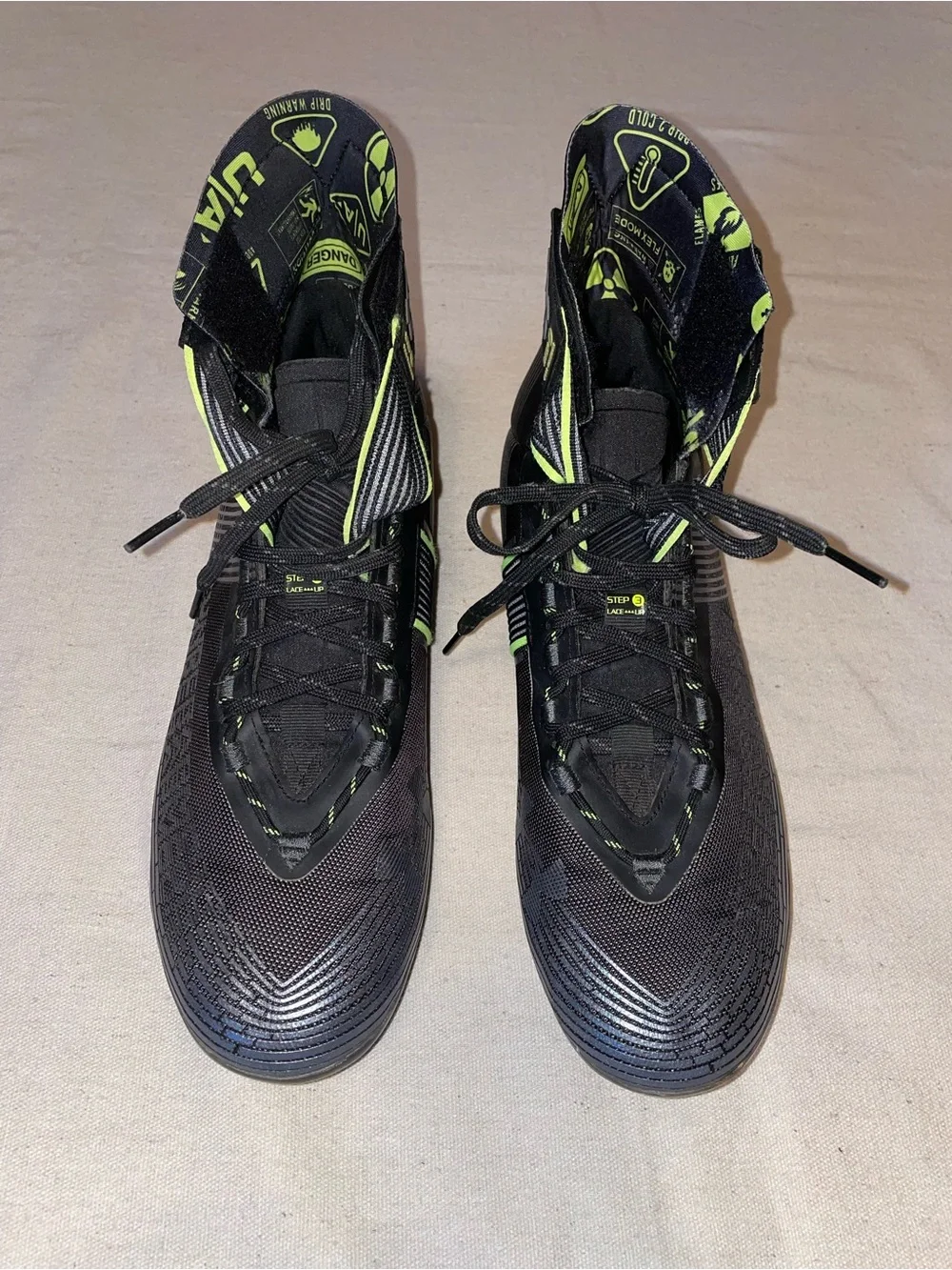 Men's Black, Silver and Neon Green Football Cleats